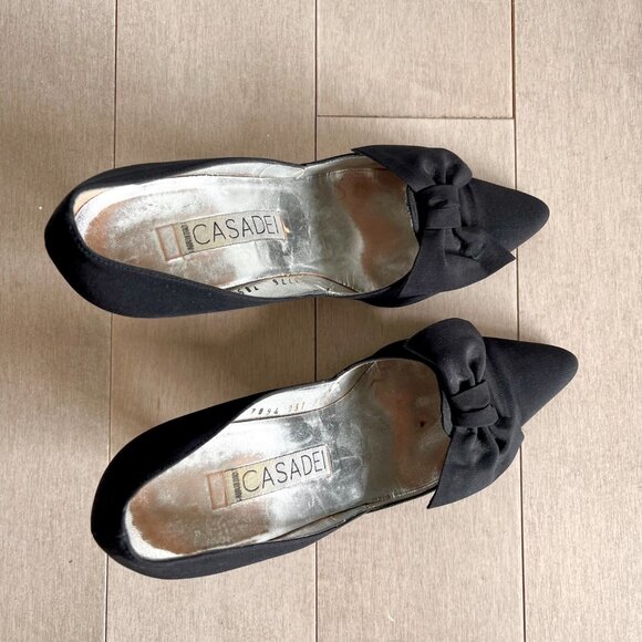 Casadei Black Bow Pointed Heels - Picture 3 of 7